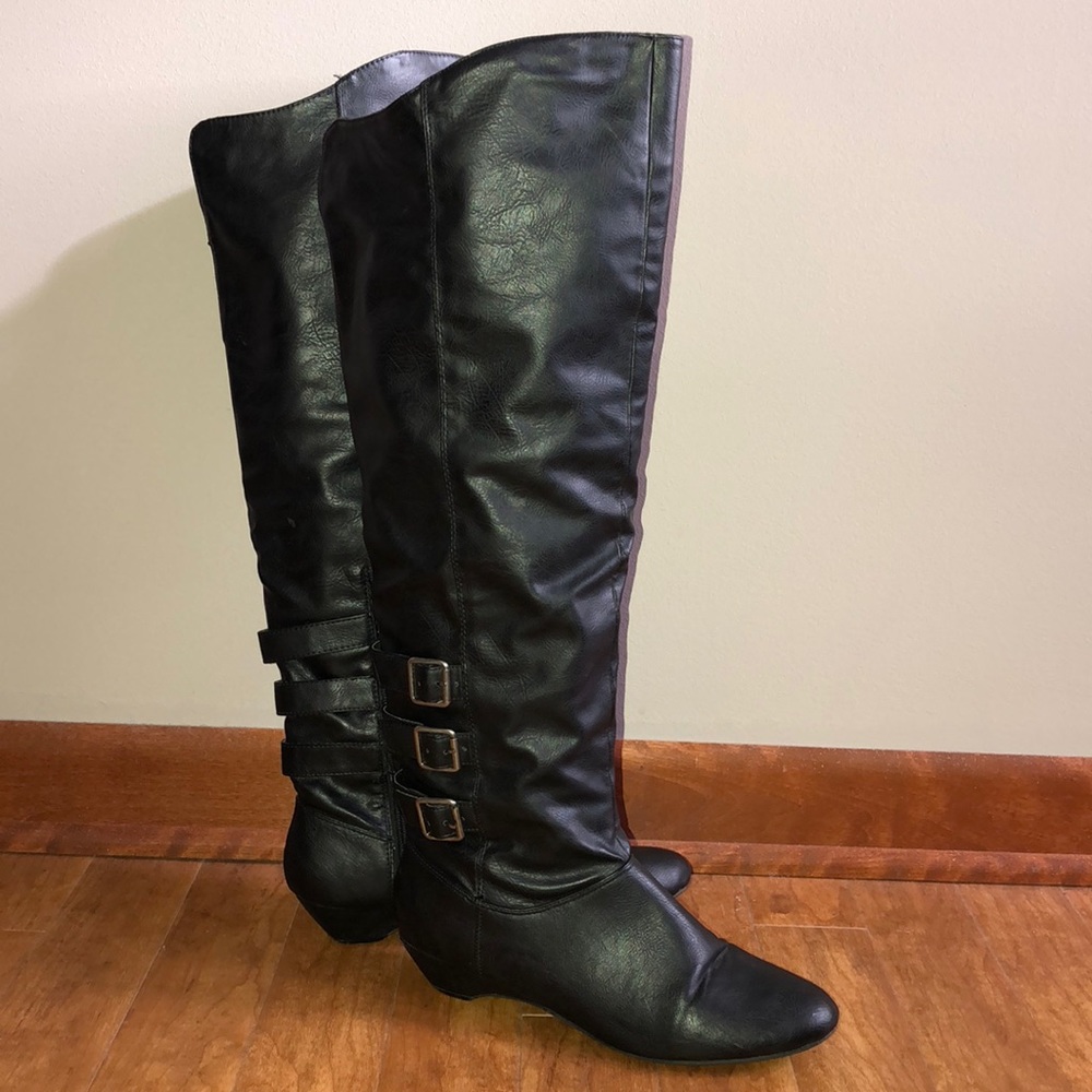 Madden Girl black leather knee-high boots